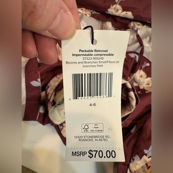 NWT Vera Bradley Women's Packable Water-Resistant Raincoat Maroon Sz SM 4/6 - Picture 7 of 10